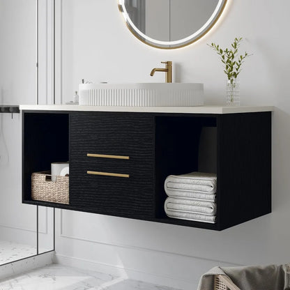 40" Floating Bathroom Vanity with Solid Wood Cabinet & Ceramic Sink