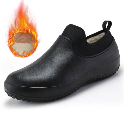 Mens Kitchen Working Shoes Non-slip Waterproof Chef Shoes Casual Unisex Work Shoes Water Shoes Rain Cotton Boots Plus Size 35-47