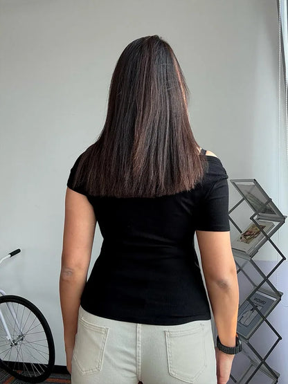 Square Neck Elastic Slim Tee – Summer