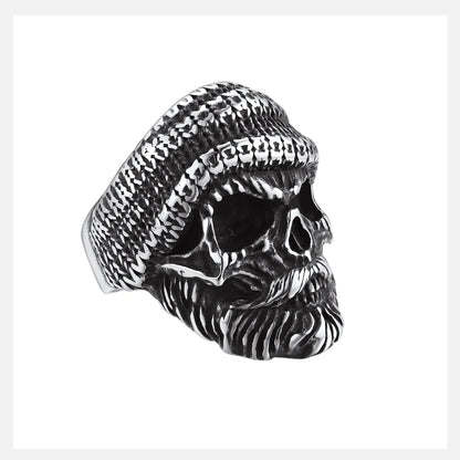 U7 Stainless Steel Big Skull Rings for Man Woman Size 7-14 Cross 3D Skeleton Cuban Chain Celtic Knot Pattern Gothic Punk Jewelry