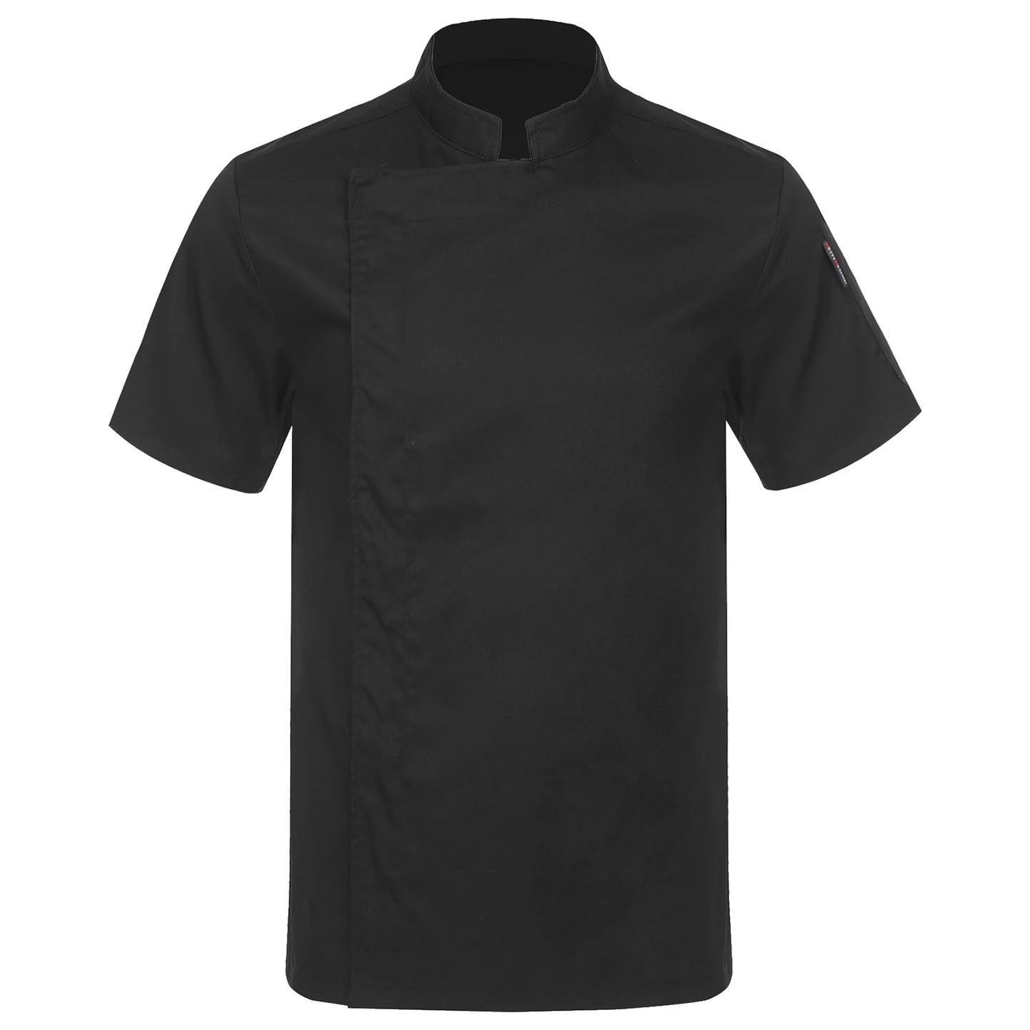 Mens Womens Stand Collar Short Sleeve Chef Coat Working Kitchen Uniform for Cafe Bakery Western Restaurant Hotel Work Wear
