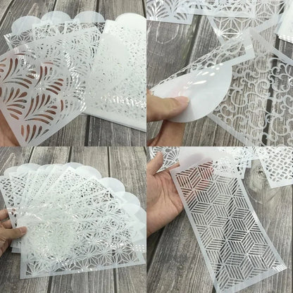 10PCS/set DIY Fondant Stencil Reusable Cake Decorating Stencil Plastic Spray Mold Stencils Cake Drawing Painting Decorating tool