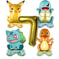 5pcs Pokémon Cartoon Balloon Number Set (Pikachu · Charmander · Squirtle · Bulbasaur)