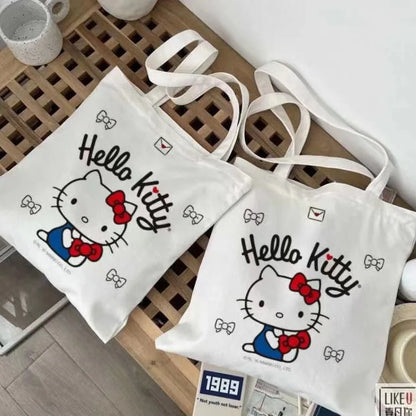 Sanrio Hello Kitty Canvas Shoulder Tote – Large Capacity