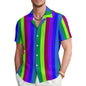 2024 new summer men's shirts rainbow striped casual short-sleeved shirts 3D HD full body printing shirts versatile fashion comfo