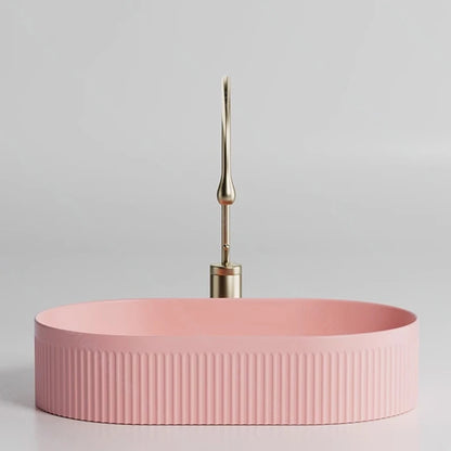 Pink Ceramic Vessel Sink – Modern Countertop Basin with Drain