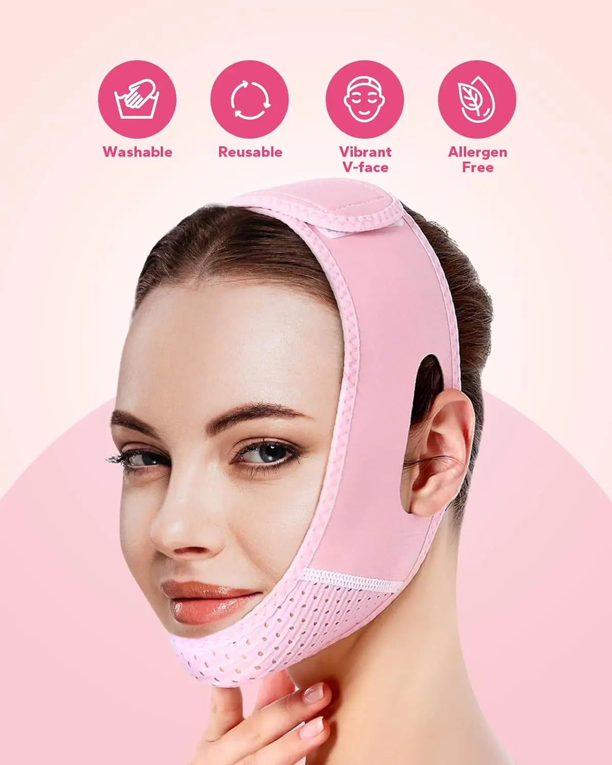 Reusable V‑Line Face Strap – Chin‑Up Patch & Double Reducer Lifting Belt for Sagging Skin