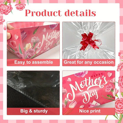 12pcs/set Happy Mother's Day Mixed Red Pink Tulip Carnation Beautiful Paper Gift Box Mother's Day Party Gift Decoration Supplies