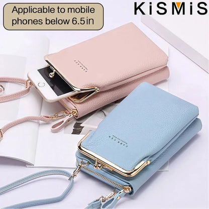 Fashion Ladies Mobile Leather Messenger Bag Clutch for with below 6.5 in Phone iphone /Samsung