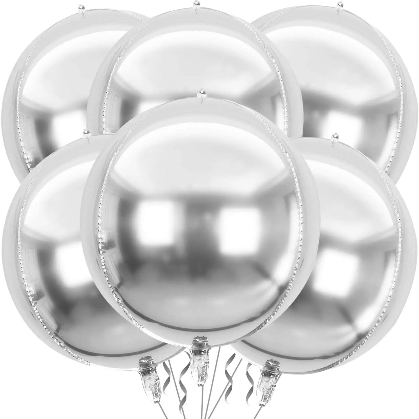 5/10pcs 4D Foil Sphere Balloons, Large Round Rose Gold Silver Plated Mylar Balloons for Birthday Party Decorations, 22 in