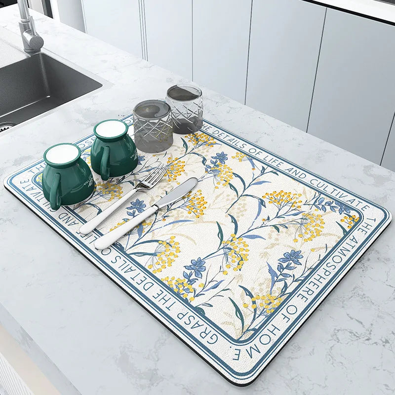 Super Absorbent Large Drying Mat – Anti‑Slip Quick‑Dry Pad for Kitchen, Coffee Station, Bathroom & Tableware