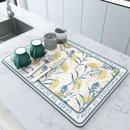 Super Absorbent Large Drying Mat – Anti‑Slip Quick‑Dry Pad for Kitchen, Coffee Station, Bathroom & Tableware