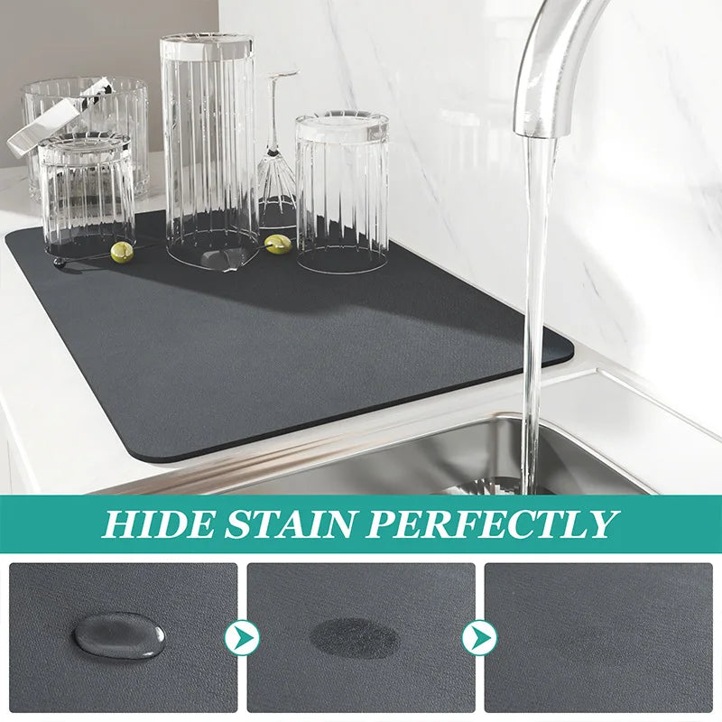 Super Absorbent Large Drying Mat – Anti‑Slip Quick‑Dry Pad for Kitchen, Coffee Station, Bathroom & Tableware