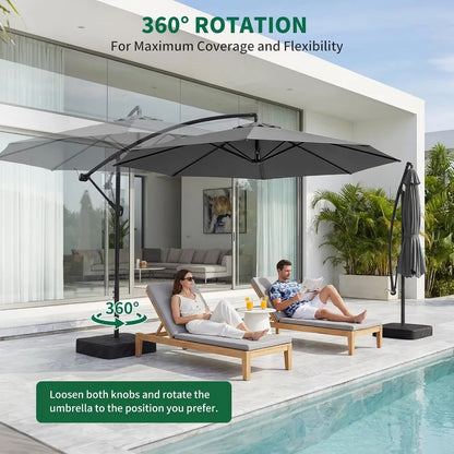 10FT Cantilever Pool Umbrella with Base — UV Protection & 360° Rotation