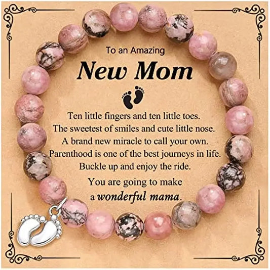 Women Bracelet New Mom Gifts Natural Stone Beaded Bracelet For Pregnant Women 1st Time Mothers Day Mom Mommy to Be Bracelet Gift