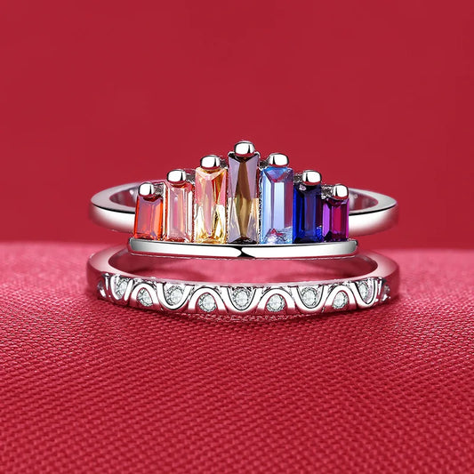 925 Sterling Silver Ring Colorful Zircon Top Quality for Women Wedding Jewelry Engagement Charm Party Fashion Ring Gifts
