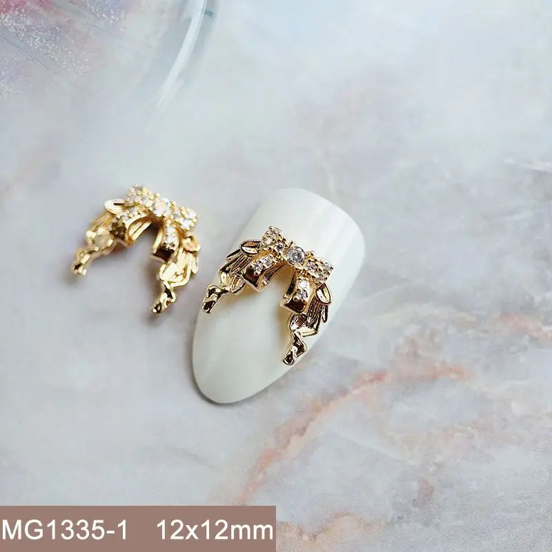 10pcs/lot Luxury No Fading Bow Butterfly Arc Nail Art Parts Zircon Crystal Manicure Nails Accesorios Supplies Decorations Charms