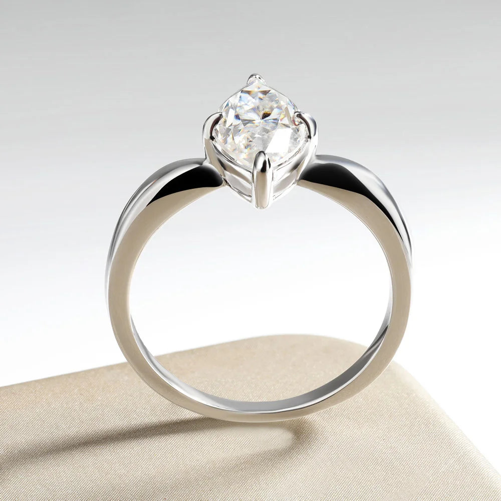 OEVAS 1CT-3CT 7*14MM Marquise Cut Moissanite Wedding Rings S925 Silver Plate 18K Gold for Women Lab Diamond Party Jewelry Gift