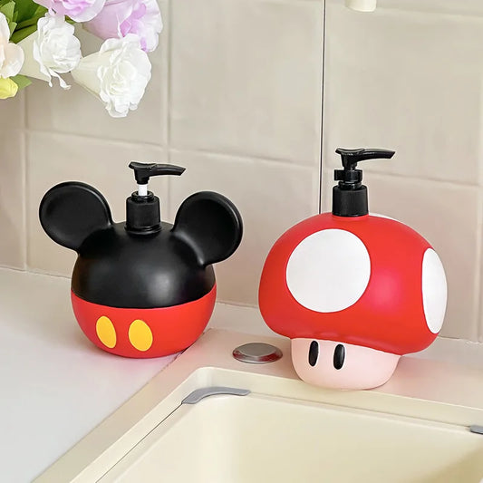 Vinyl Mushroom Soap Dispenser   Cute Mushroom‑Shaped Lotion Bottle with Black Pump