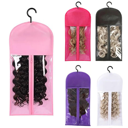 1/3pcs Premium Wig Storage Bags with Sturdy Metal Hangers - Black Transparent Design for Multiple Wigs & Hair Extensions