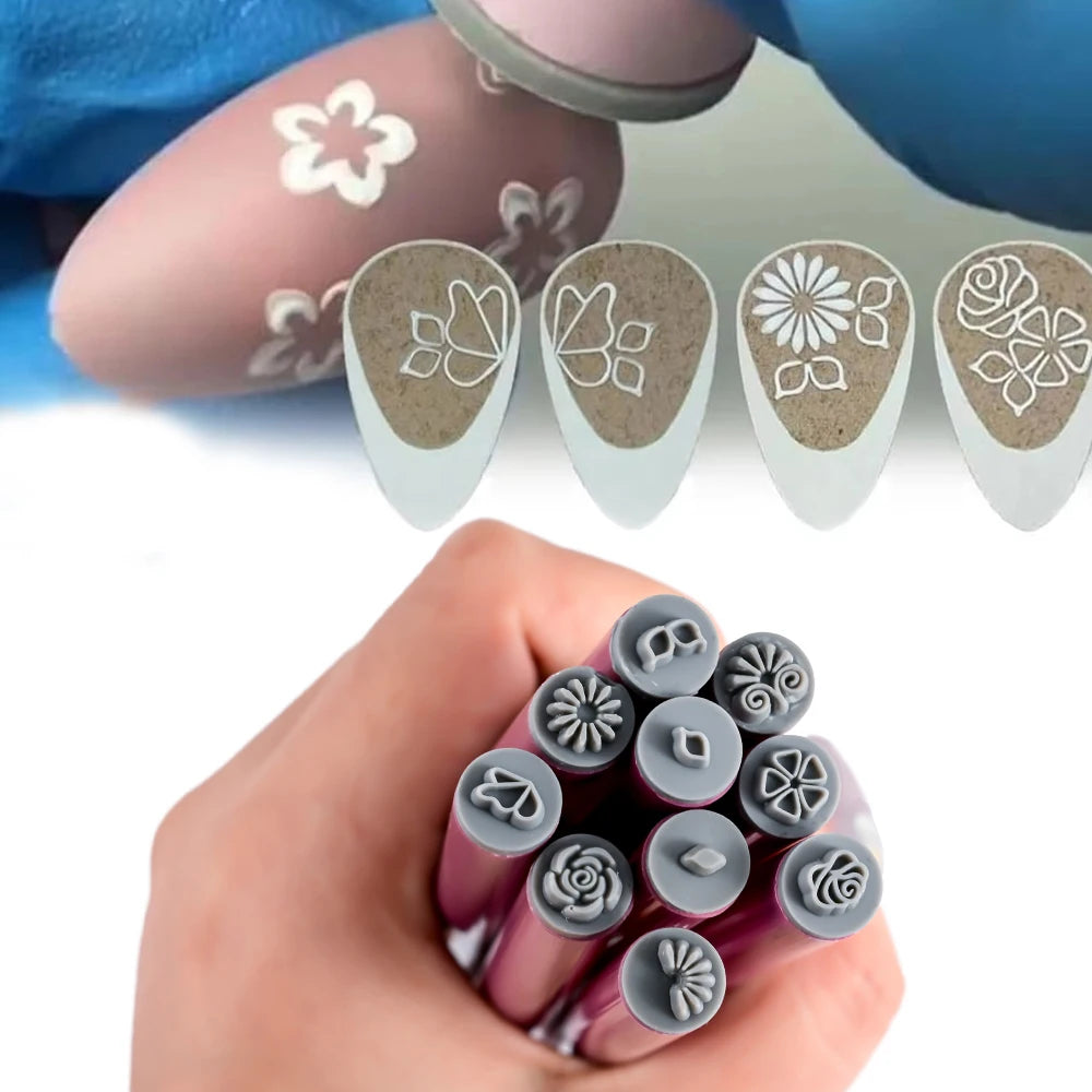 4/6/10Pcs Set Nail Art Stamp Pen DIY Floral Butterfly Nail Graffiti Nail Dotting Tools Polishing Painting Drawing Manicure Tools