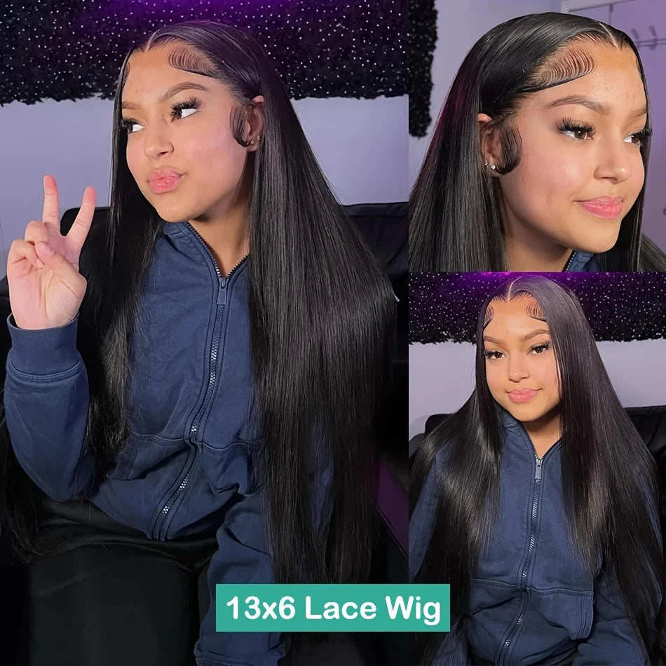 13×6 HD Transparent Straight Lace Front Wig (200% Density · Glueless · Pre‑Plucked)