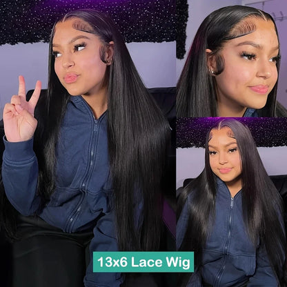 13×6 HD Transparent Straight Lace Front Wig (200% Density · Glueless · Pre‑Plucked)
