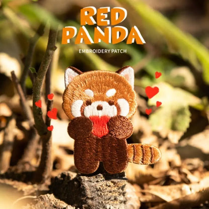 Cute Red Panda Embroidered Patch – Iron‑On Sticker for Kids Clothes
