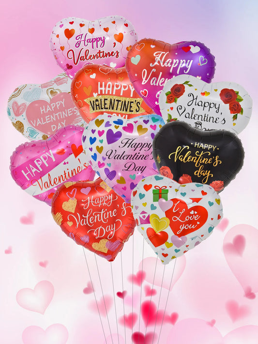10pcs 18inch Happy Valentine's Day Heart Foil Balloons Helium Balloon Valentine's Day Party Decorations