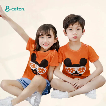 Children's  Cartoon Print T-Shirt  Short Sleeve 100% Cotton