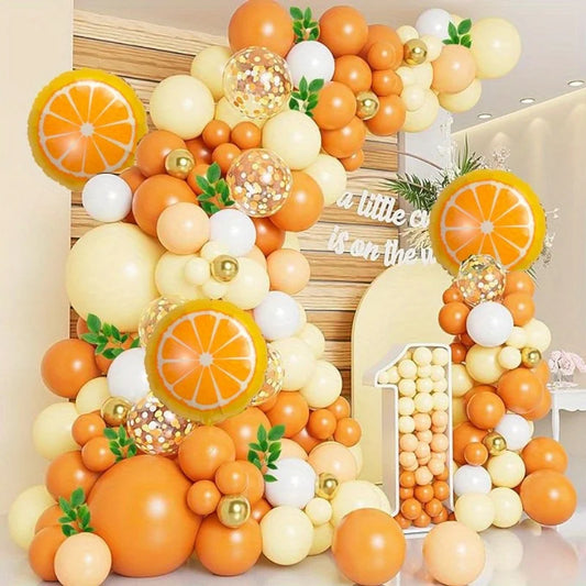 128pcs Orange Party Balloon Arch Set,Suitable for Fruit-themed Events,Birthday Parties,Anniversaries and Other Scenes Decoration