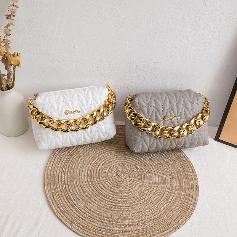 Women's Fashion Chain Embroidered Shoulder Bag