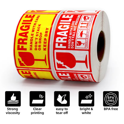 500PCS Fragile Stickers (Waterproof · Tear‑Resistant · Handle With Care Labels)