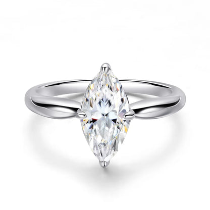 OEVAS 1CT-3CT 7*14MM Marquise Cut Moissanite Wedding Rings S925 Silver Plate 18K Gold for Women Lab Diamond Party Jewelry Gift