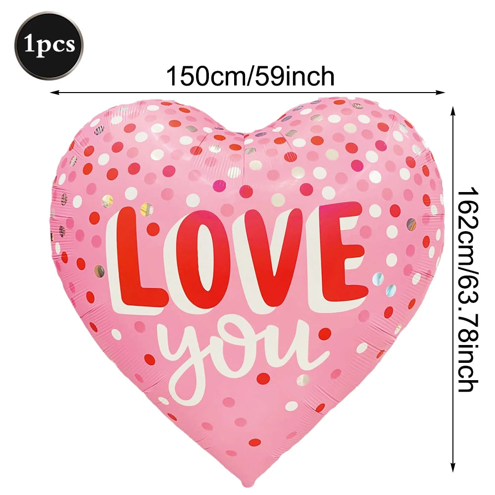 Heart-shaped Balloons 63inch Giant Foil Balloon Bright Pink Red Romantic Wedding Night Valentine's Day Anniversary Party Decor