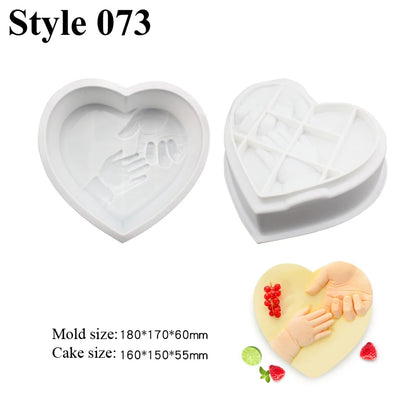 Romantic Heart or Rose Design Silicone Cake Molds Valentine's Day Mousse Cake Mold Kitchen Bakeware Dessert Decorating Tools