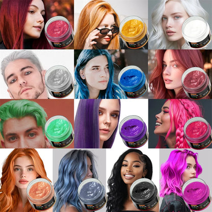 Valentine's Day Hair Color Wax for Men & Women Hair Clay Fashion One-Time Temporary Styling Dye Cream Easy Wash Hair Beard Color