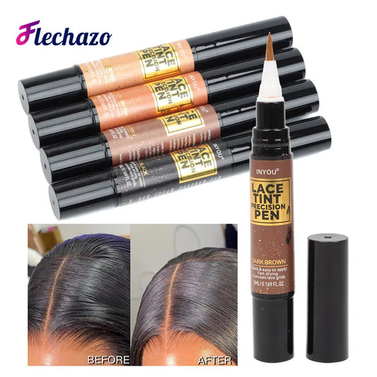 Lace Tint Pen Tinted Lace Precision Parting Pen Black Medium Dark Light Brown 5Ml 0.17Oz - Wig Lace Tint With Brush Applicatior