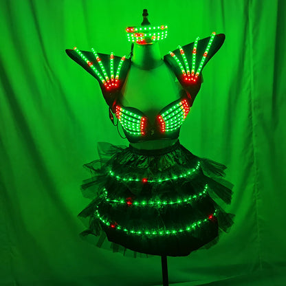 LED Costume Cosplay Futuristic Light Up Clothing Women Luminous Show Party Dance Rave Outfit Robot Gogo Dancer Fancy Wear
