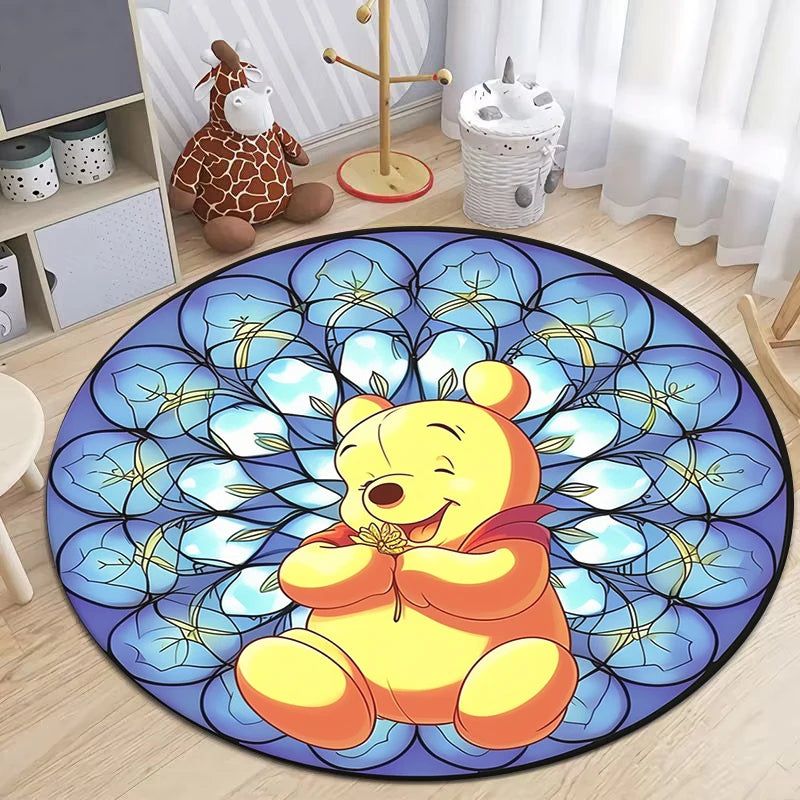 Winnie the Pooh Cute Cartoon Print Round Carpet.Bedroom,Balcony,Entry Door,Sofa,Chair Non-slip Mat.Gift,Picnic,Home Decorat,Rug