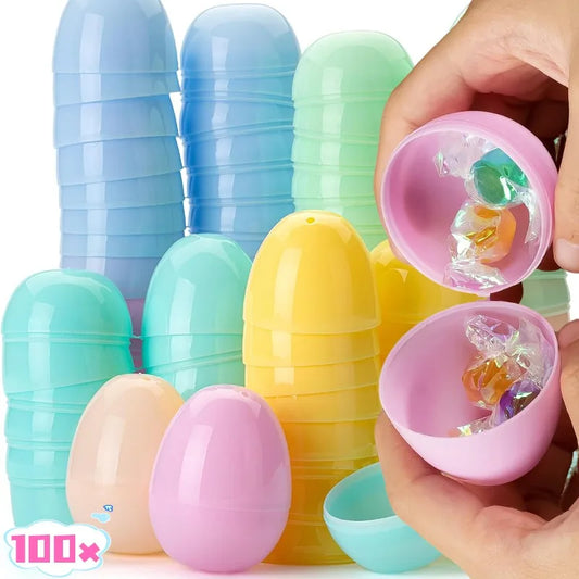 100/10pcs Colorful Easter Eggs Macaron Colors Fillable Opening Empty Balls Simulated Easter Eggs Kids Toys Party Decor Supplies