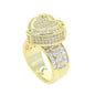 Mother's Day Gift For Girlfriend Hip Hop Gold Color Iced Out 5A Heart Cubic Zirconia Heart CZ Wedding Engagement Ring