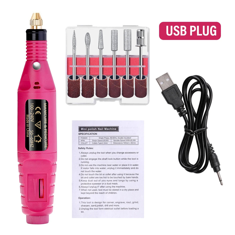 Professional Electric Nail Drill Machine Set – Manicure Milling Cutters & Strong Nail Polishing Tool