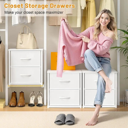 Stackable Closet Storage Drawers – White