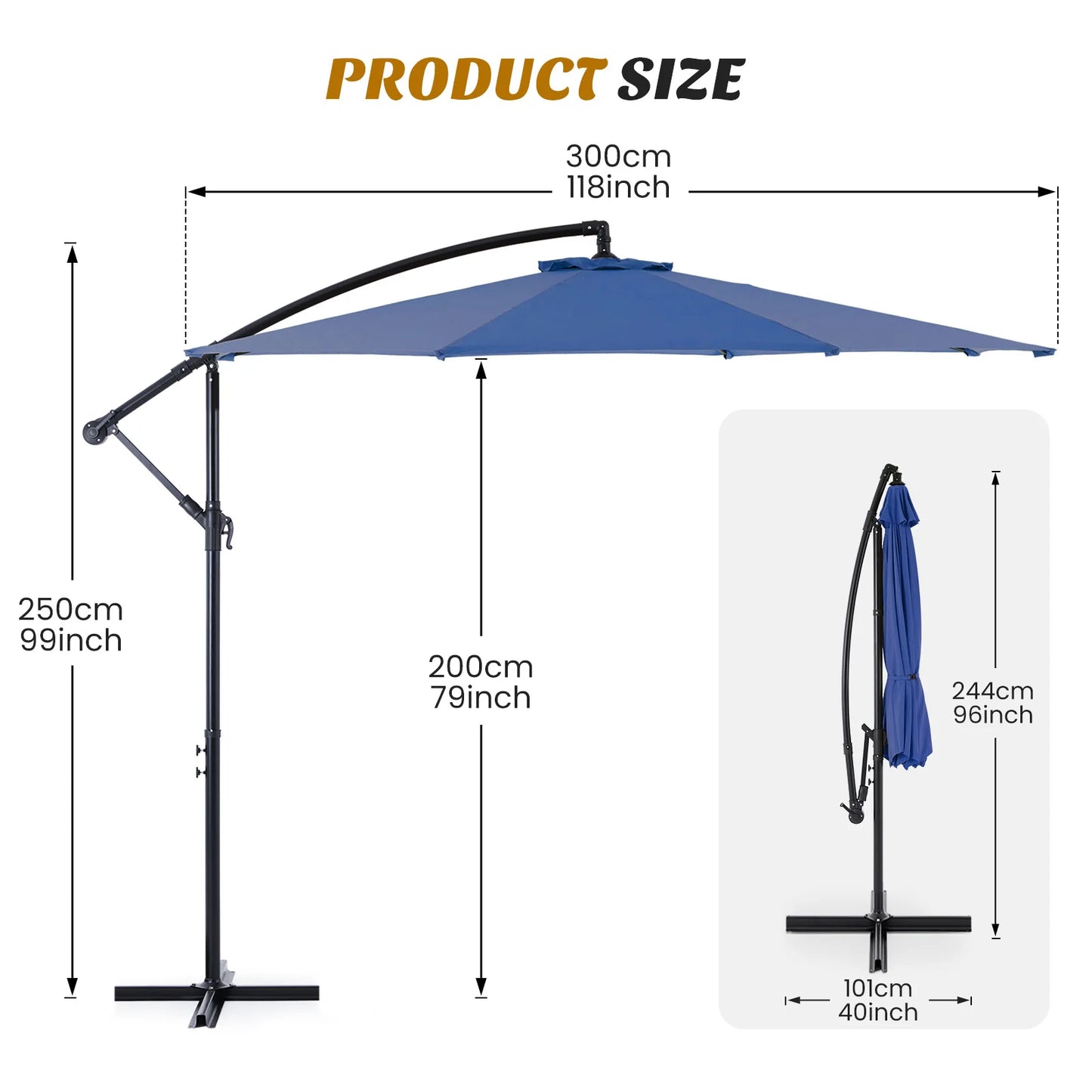 10FT Cantilever Patio Umbrella — Easy Tilt, UV Protection, 8 Ribs