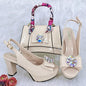 Doershow beautiful Italian shoe and bag set, featuring new shoes and matching bags from Italy in a stunning pink color, model HFG1-23.