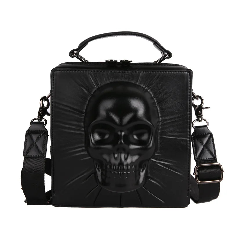3D Skull Shape Box Handbag For Men And Women European And American Punk Flaps Personality Rivet Hip Hop Shoulder Messenger Bag