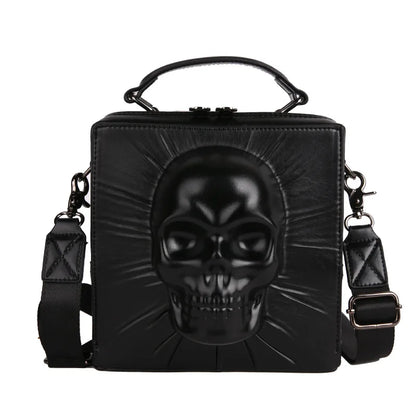 3D Skull Shape Box Handbag For Men And Women European And American Punk Flaps Personality Rivet Hip Hop Shoulder Messenger Bag