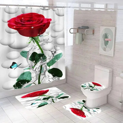 Purple Rose Shower Curtain Polyester Bath Curtain Set 3D Print 180x180 Bathroom Curtain Colorful Flowers Home Decor Dropshipping