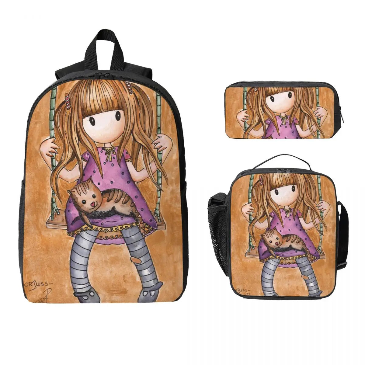 Santoro Gorjuss 3‑Piece Student Backpack Set – BookBag, Lunch Bag & Pencil Case